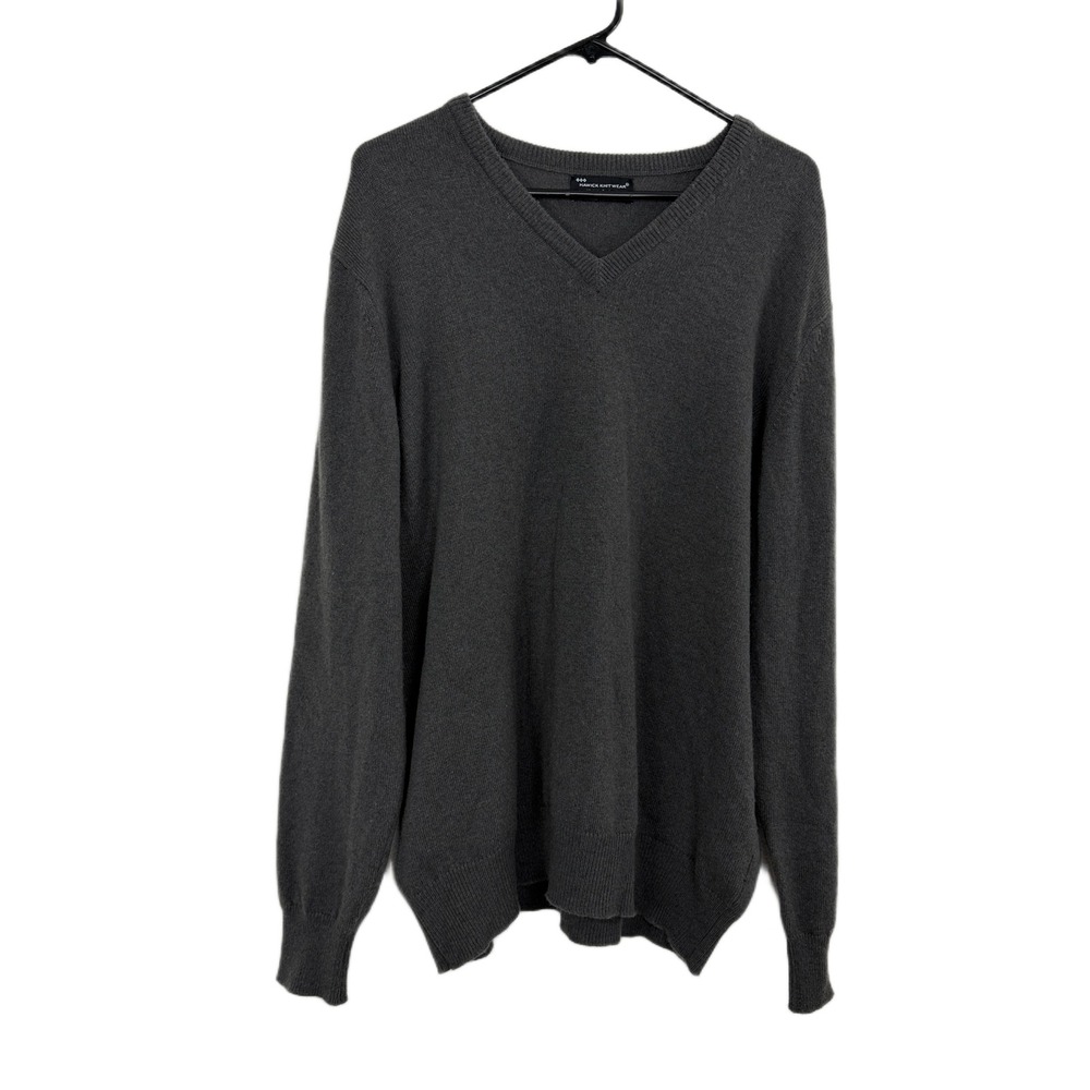 Hawick Knitwear Sweater Mens XL Dark Gray Charcoal V-Neck 100% Cashmere Scotland